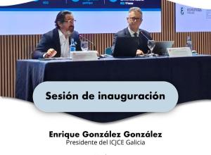  Sesión de inauguración a cargo de Enrique González González, presidente del ICJCE Galicia y Alejandro Martín Saracho, presidente de la Comisión de Auditoría del Colegio de Economistas de Pontevedra