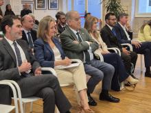 Raúl Mínguez, izquierda, Luisa Sánchez, José García Costas, Lucy Amigo, Enrique Flores y Eduardo Barros 